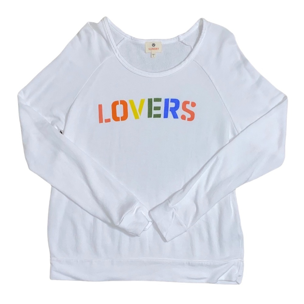 NEW Sundry LOVERS Crew Neck White Sweatshirt Size 1 (small)